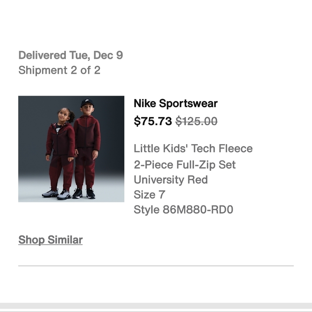 Nike Tech Fleece Tracksuit Little Kids Size 7 - Picture 2 of 5